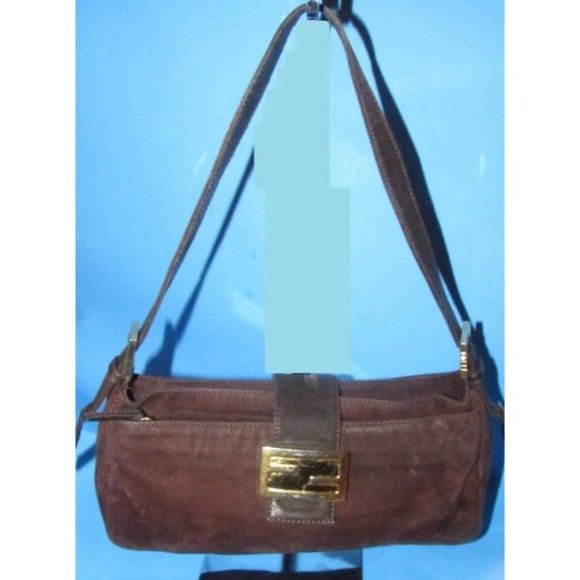 Fendi Shoulder Bag Multiple Hobo Brown Suede Purple Enamel - Picture 7 of 12